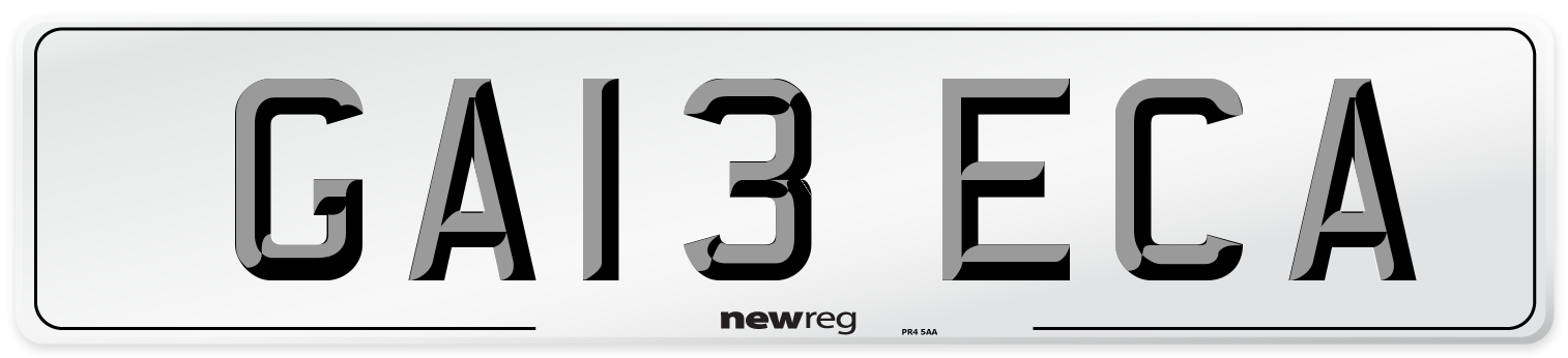 GA13 ECA Number Plate from New Reg